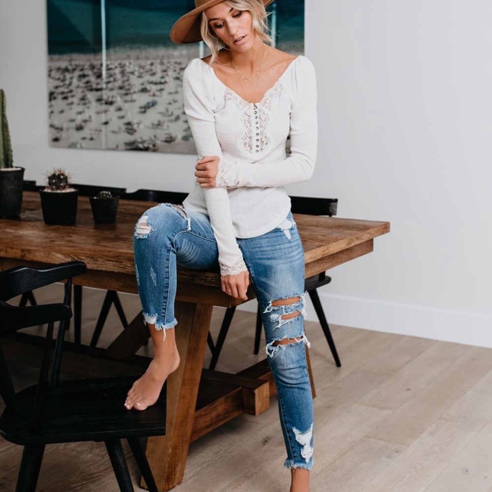 white lace free people top